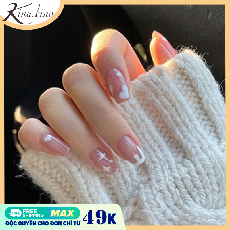 Móng tay giả dáng dài cao cấp hộp 24 móng- Kinakino phukienlamdep giá rẻ