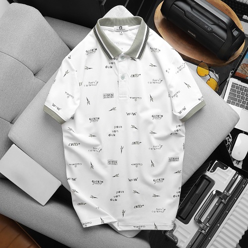 Áo thun polo nam họa tiết in chữ đẹp chất thun loại 1