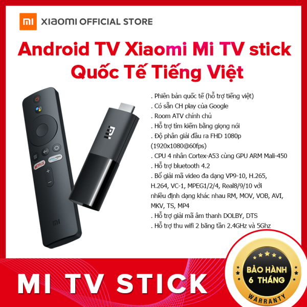 Bảng giá Xiaomi Mi TV Stick Android TV - Hỗ trợ Tiếng Việt, CPU 4 nhân,  Kết nối Wifi, Bluetooth 4.2, Dolby DTS HD Dual Decoding 1GB RAM 8GB ROM, Google Assistant Netflix- Bảo hành chính hãng 12 tháng