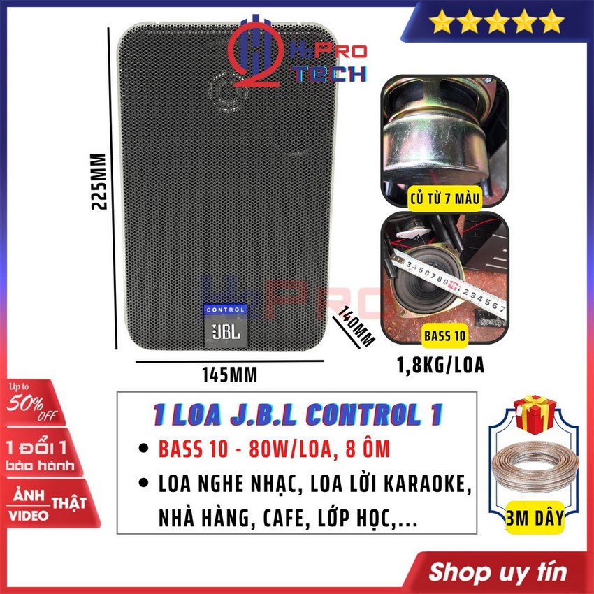 1 Loa J.B.L Control 1 80W Nghe Nhạc Hay, Trợ Lời Karaoke, Loa Treo Tường Quán Cafe, Nhà Hàng-Quà 30K 3M Dây-H2Pro Tech