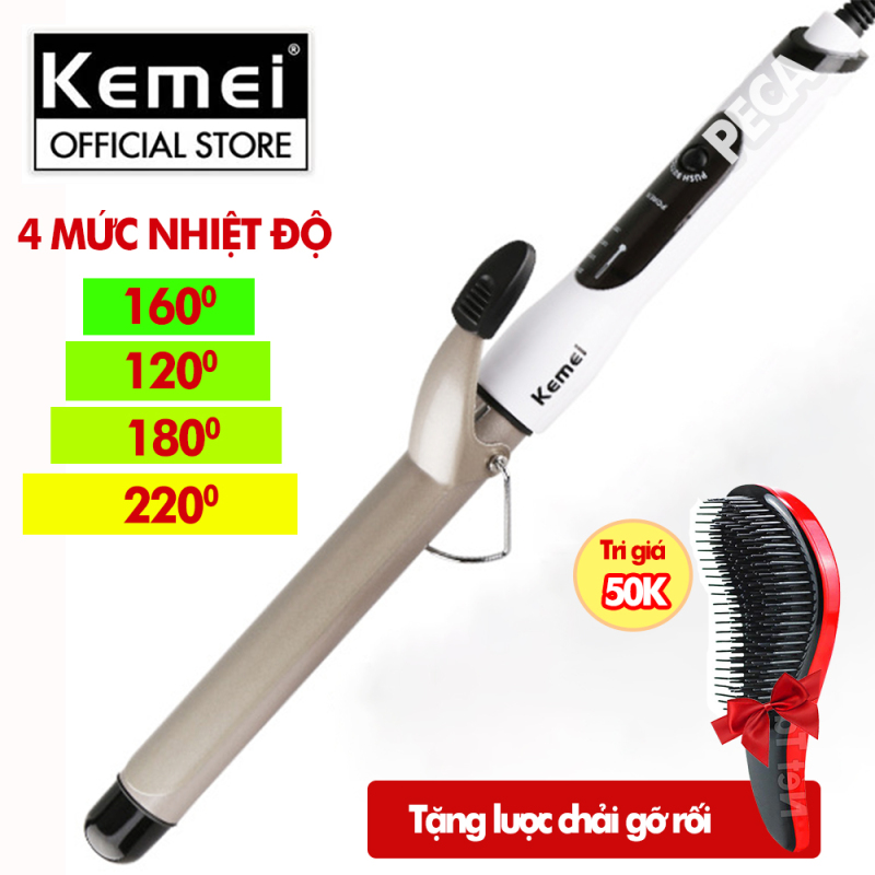 Máy uốn tóc cao cấp Kemei KM-1001A điều chỉnh 4 mức nhiệt độ kèm theo màn hình hiển thị thông minh phù hợp với mọi tình trạng tóc chuyên dùng uốn xoăn, uốn lọn, uốn cụp tiện lợi cao cấp