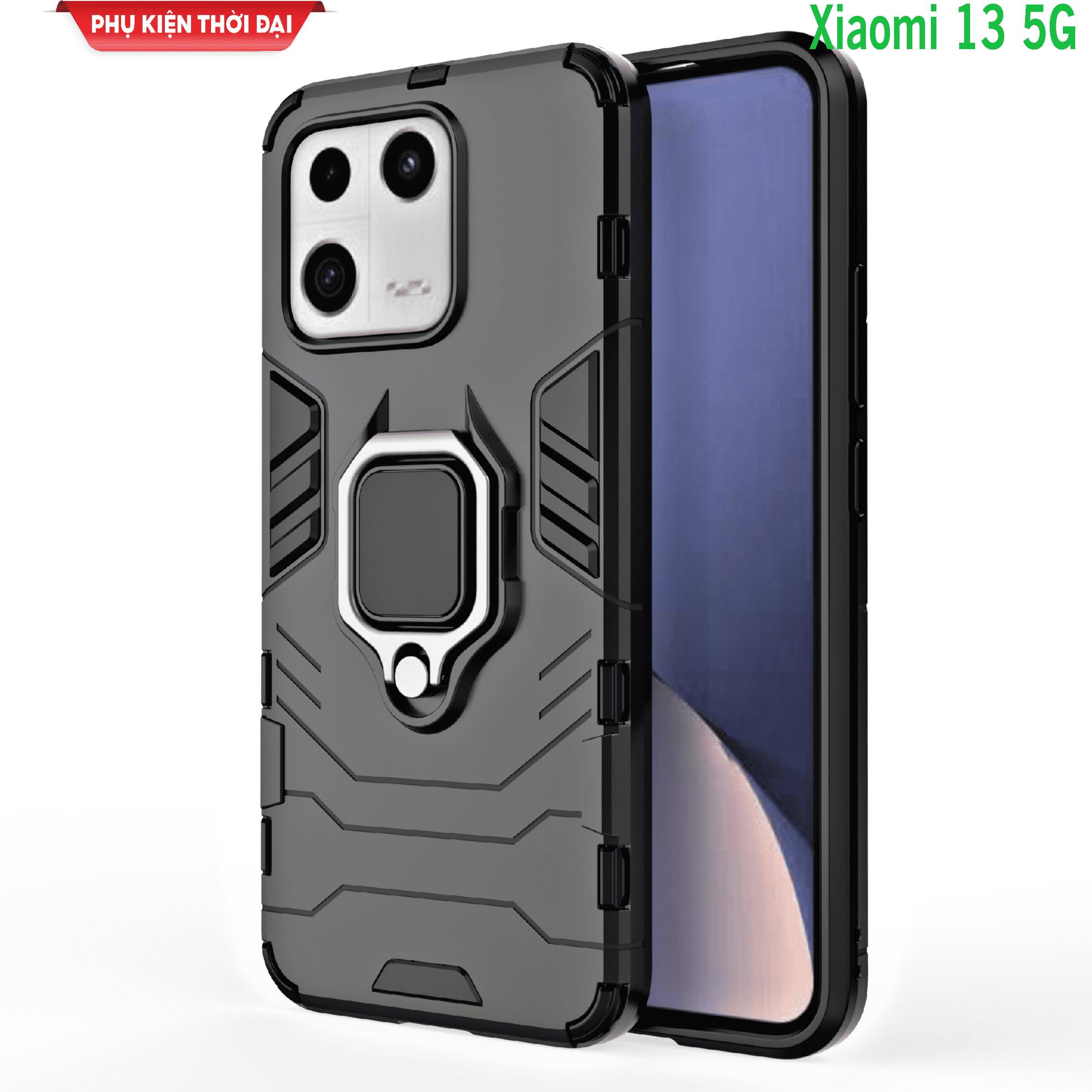 Ốp lưng Xiaomi 13 5G chống sốc giá đỡ kiêm nhẫn hút ô tô Iron Man Iring cao cấp