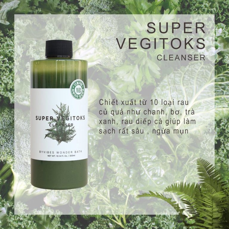 Sữa rửa mặt rau củ thải độc Super vegitoks cleanser Wonder bath Full size - 300 ml