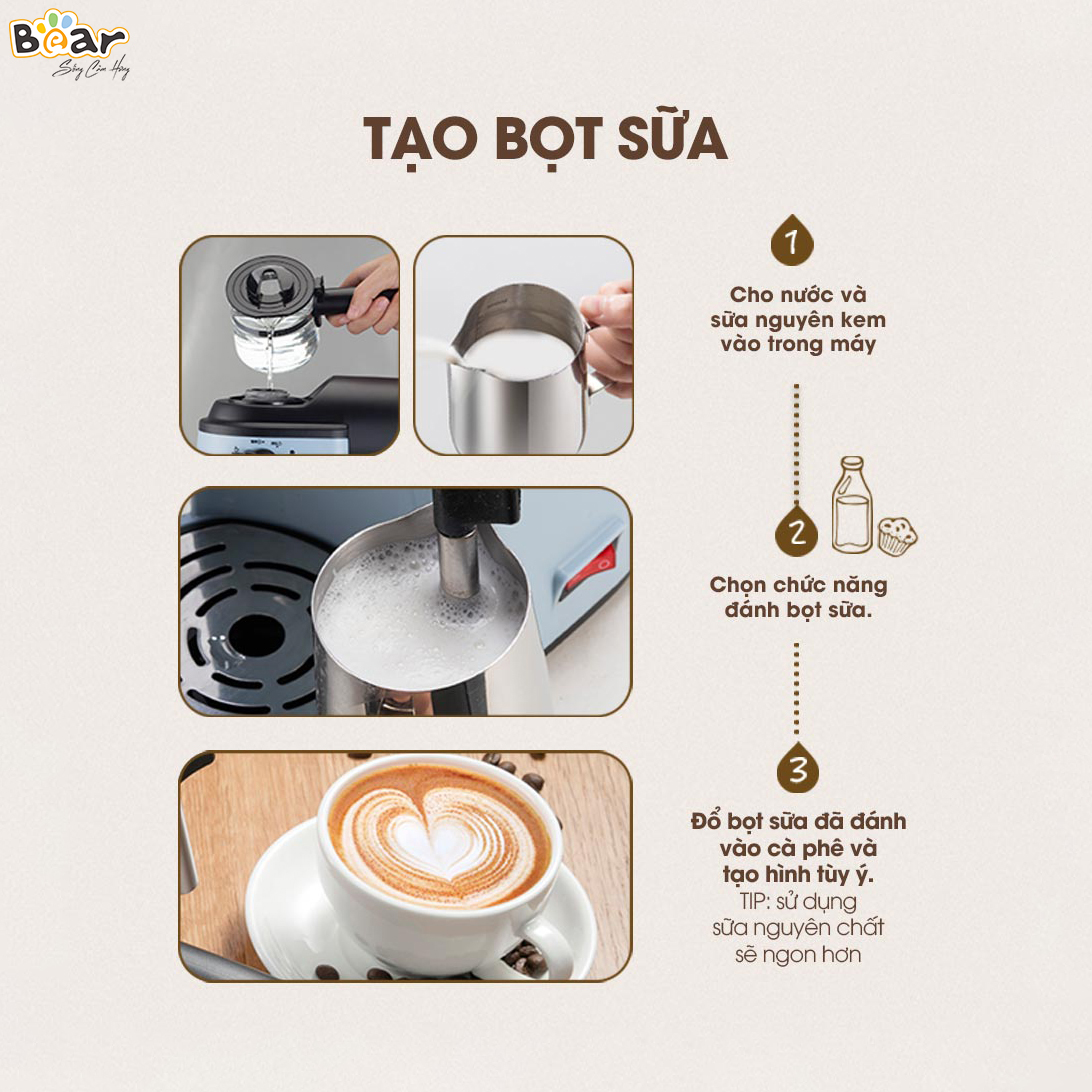 Máy Pha Caphe Bear Tự Động Pha Cafe, Pha Espresso Phong Cách  Ý CF-B02V1