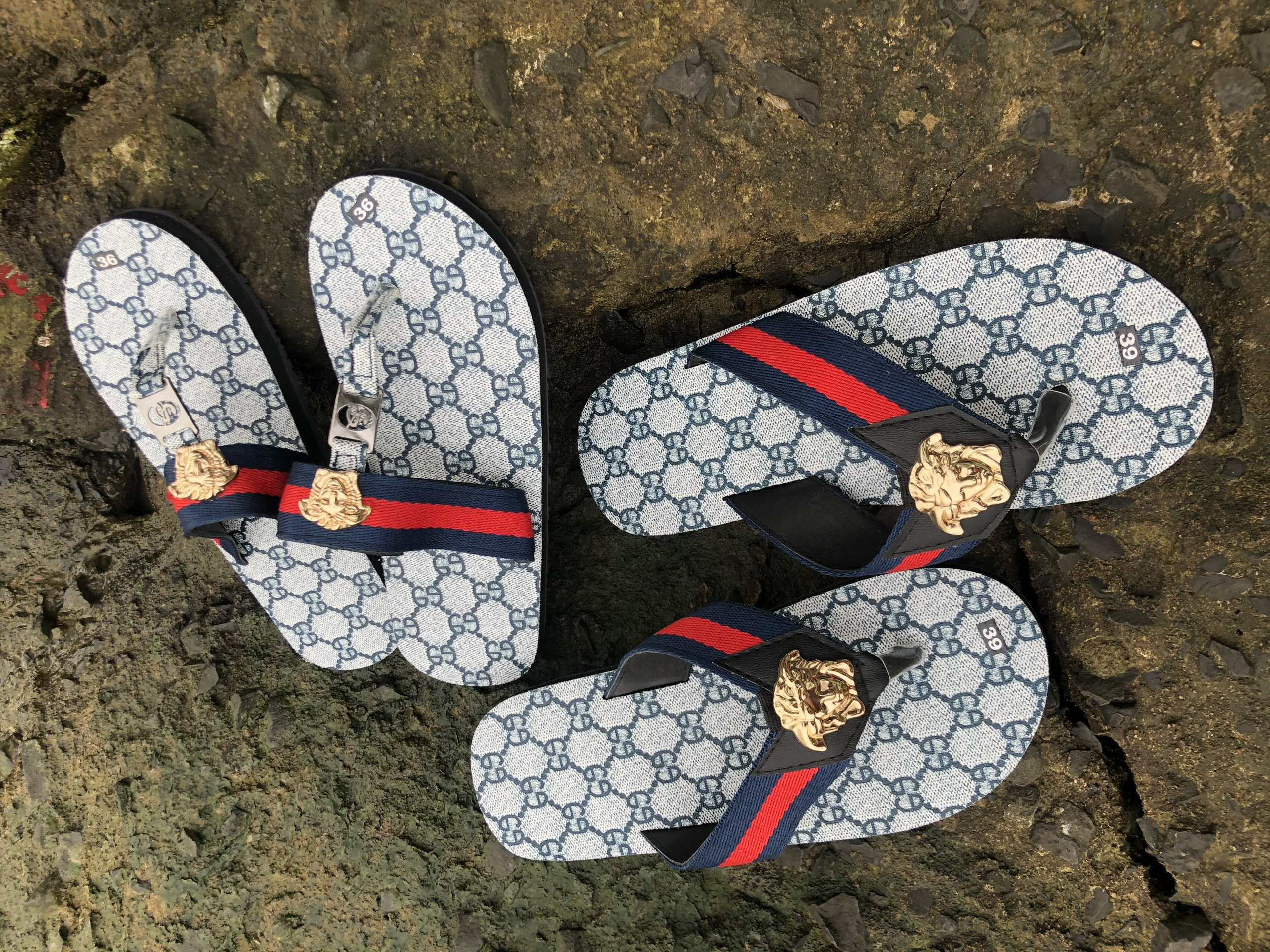 sandal chíp chíp ( dép cặp nam nữ ) đế xanh gg quai dù