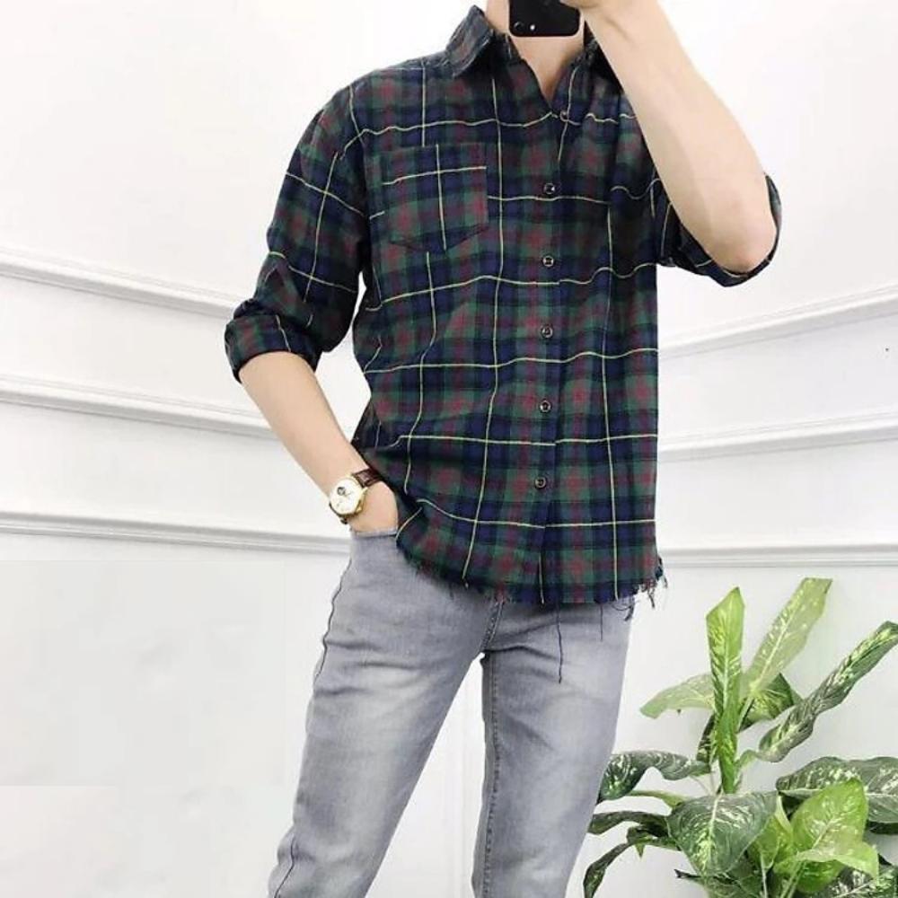 Áo sơ mi nam tay dài kẻ sọc caro Hàn Quốc mẫu đẹp  2023 kiểu KHÔNG LÊN LAI thời trang PONIVALAZA cao cấp mẫu mới hot trend trẻ trung năng động