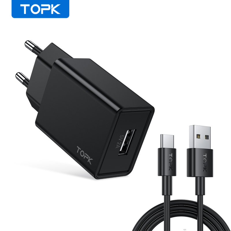 TOPK B25 USB Wall Charger 5V 2A Universal Travel Charger US EU Adapter for iPhone 12 Xiaomi Huawei Samsung Oppo Vivo