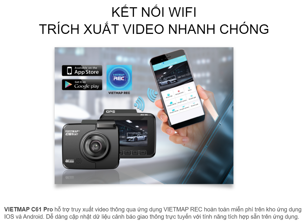 Camera hành trình Vietmap C61 Pro [ Tặng thẻ nhớ 32G + Bảo hành 1 năm]