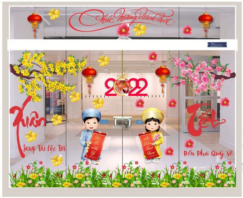Decal dán kính trang trí tết xuân quý mão 2023 PK624 (Có in theo yêu cầu)