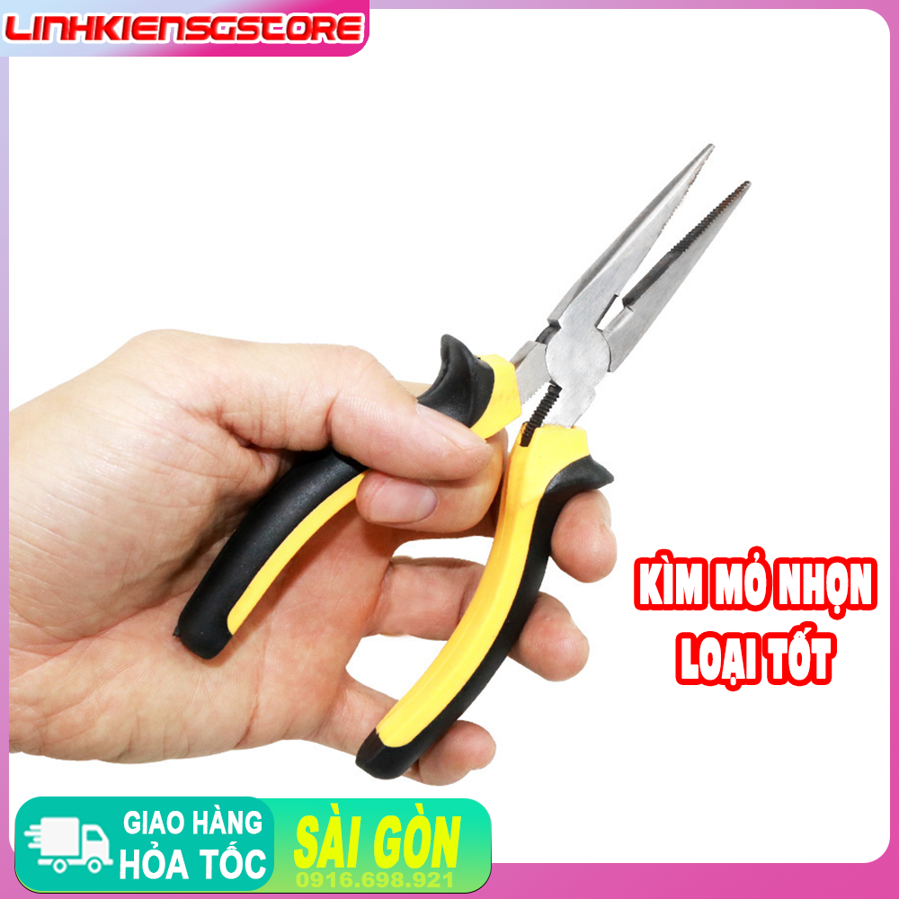 Kìm cắt điện mỏ nhọn dài LOẠI TỐT cán vàng tiện ích nhỏ gọn