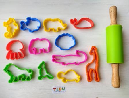 Khuôn ấn 12 Động Vật Rừng Và Biển chơi bột nặn đất nặn an toàn Tedu