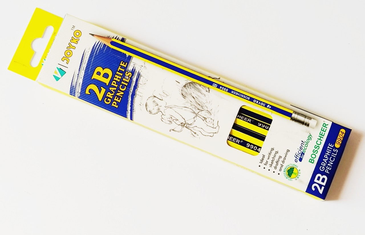 Bút chì 2b joyko 9904 - hộp 12 cây sọc xanh vàng