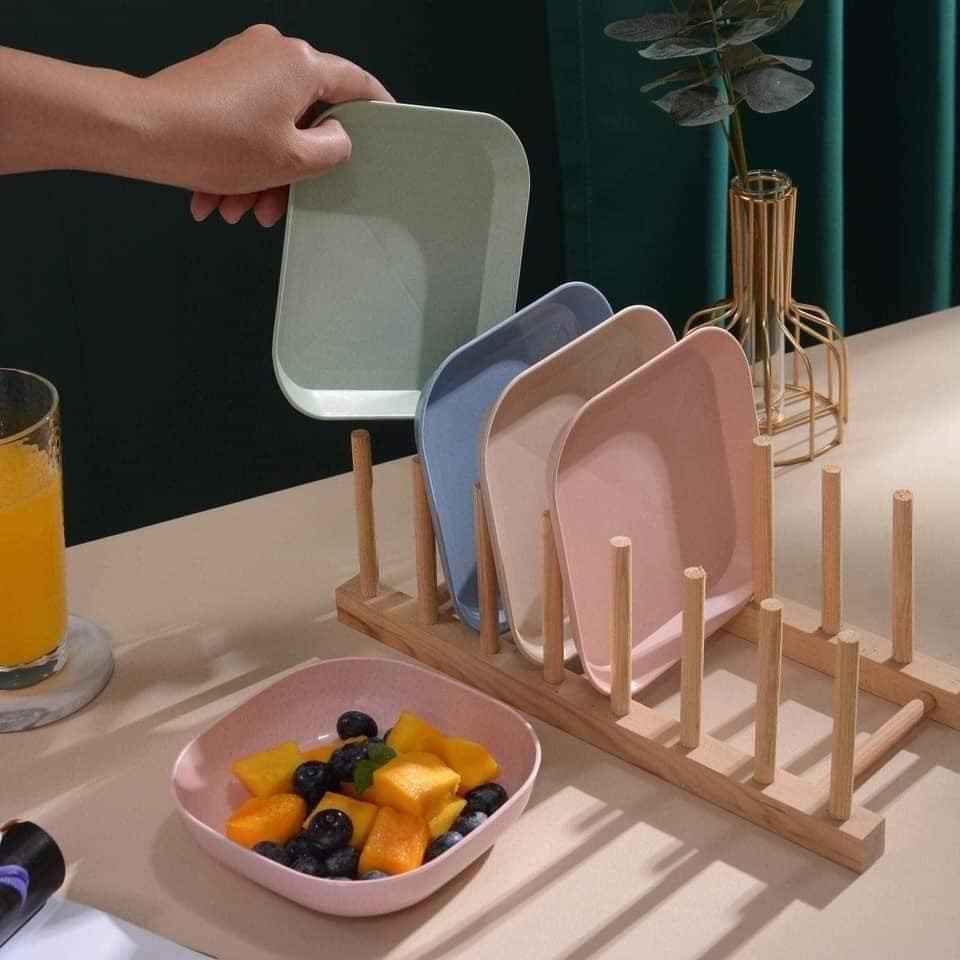 Set 8 đĩa lúa mạch sâu lòng vuông 8 màu pastel siêu đẹp