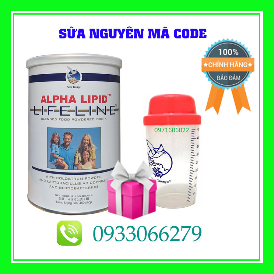 HCM Nguyên Code Tặng Ly Lắc Sữa non Alpha Lipid Lifeline 450g