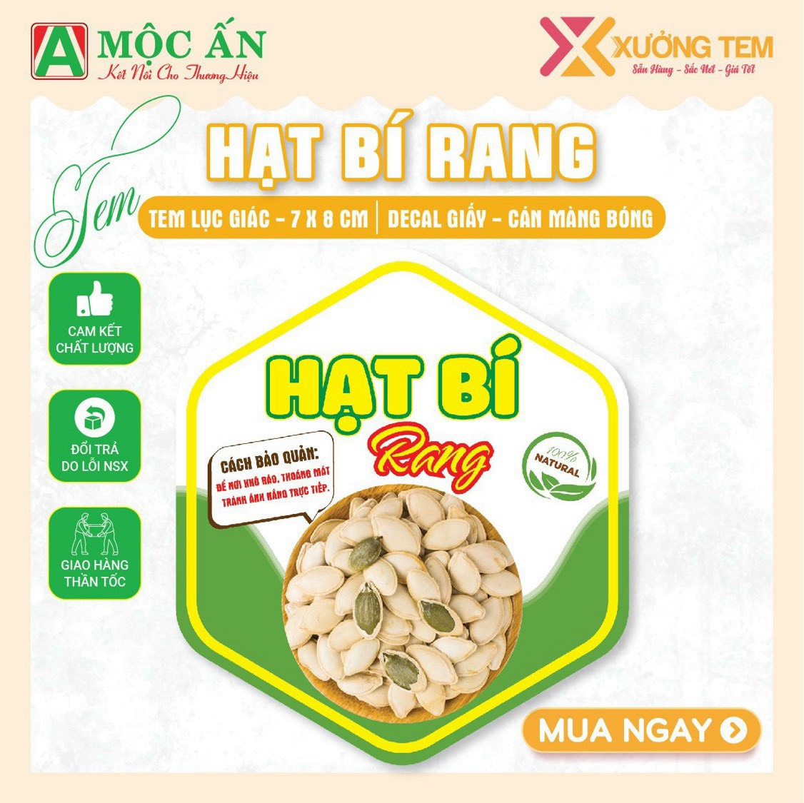 55 Tem Dán, Nhãn Dán các loại hạt- Cán Bóng Đẹp 7x8cm