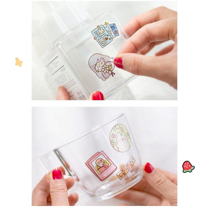 Sticker set 6 tấm (giấy washi/PVC) bé gái dễ thương - MiuSua