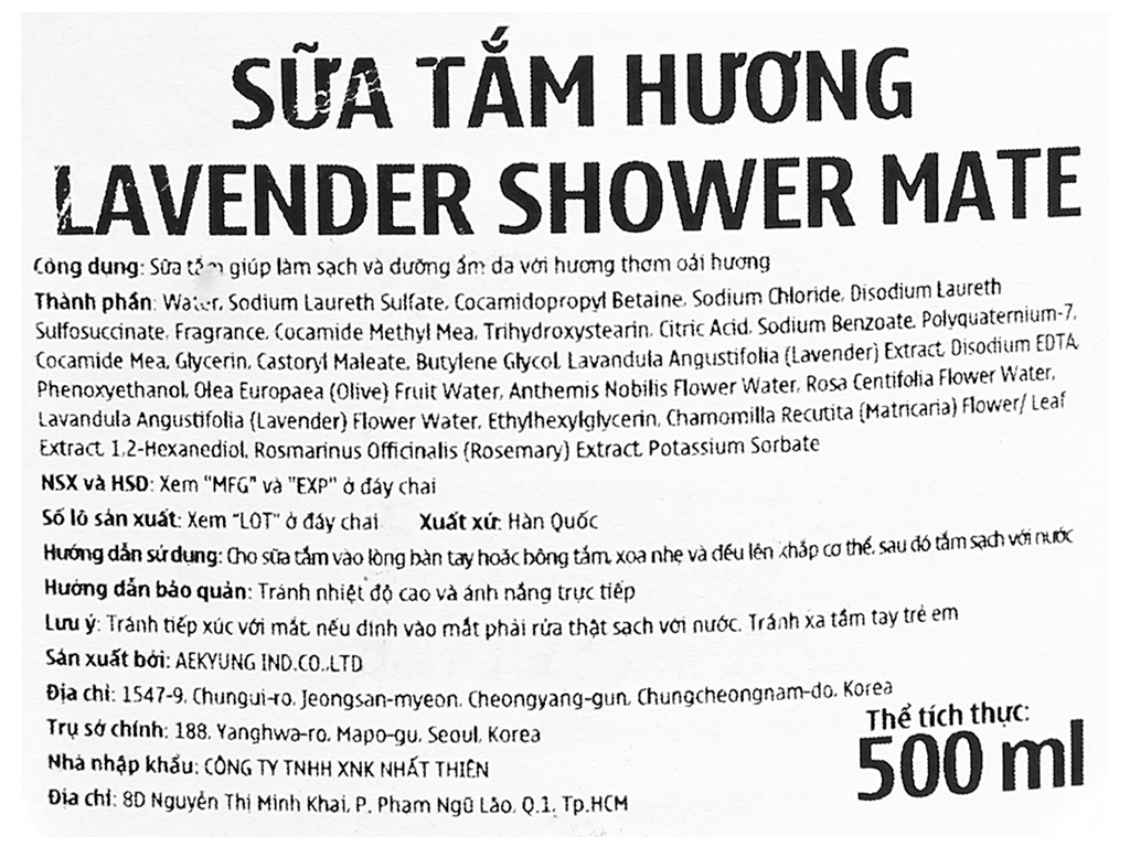 Sữa tắm Shower Mate hương lavender 500ml