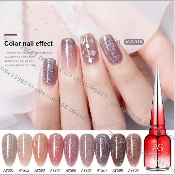 Set sơn gel as màu nhũ mới ays 9 chai đỏ nhọn 15ml siêu hot