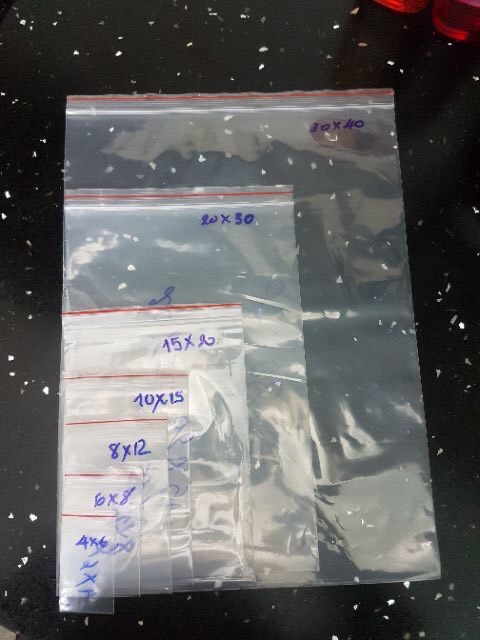 [HCM]100G Túi zip trong viền đỏ