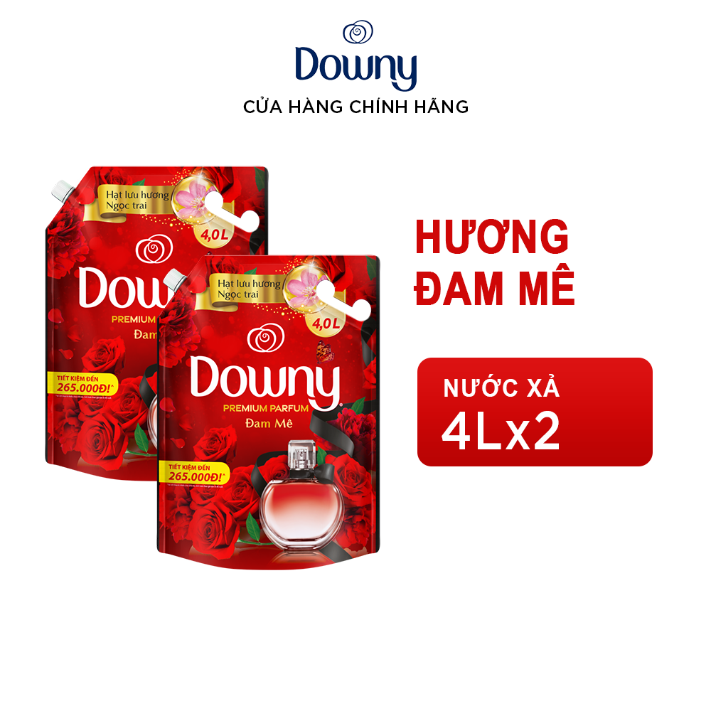 Combo 2 túi nước xả vải downy 4l nước hoa cao cấp đậm nhiều mùi hương nắng mai/ đam mê/ huyền bí