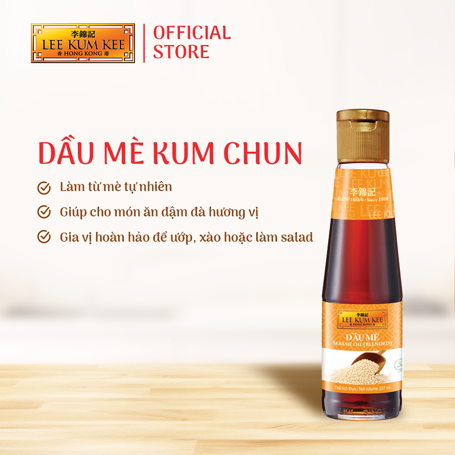 [Đơn 150K Tặng Gói Sốt] Dầu mè LEE KUM KEE SESAME OIL chai thủy tinh 207 ml