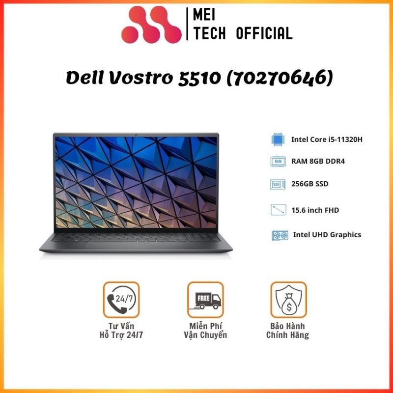 Bảng giá [Freeship] LaptopDell Vostro 5510 (70270646)/ Grey/ Intel Core i5-11320H/ RAM 8GB/ 512GB SSD/ Intel Iris Xe Graphics/ 15.6inch FHD/ Win 11H + OFFICE H&ST 21/ 1Yr - MEI31- Bảo hành 12 tháng Phong Vũ