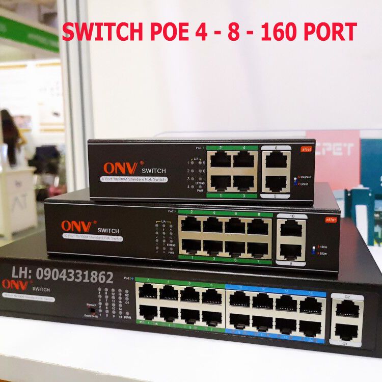 Switch POE 4-8-16 cổng + 2 cổng  Uplink dùng cho camera IP