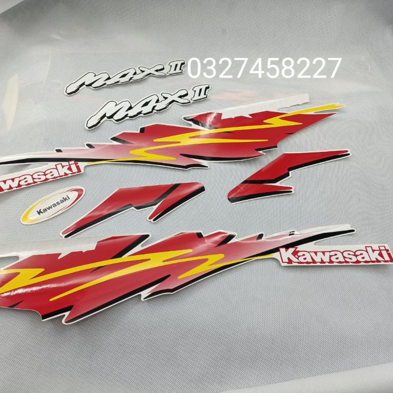 Bộ tem dán xe Max Kawasaki màu đỏ