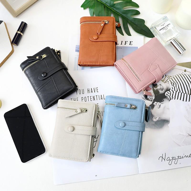 [HCM]Ví Nữ Ngắn Cầm Tay Nhỏ Gọn Xinh Xắn Kiểu Dáng Đẹp Da PU Cao Cấp Thời Trang Hàn Quốc Sang Trọng Và Lịch Thiệp (xanh lam)