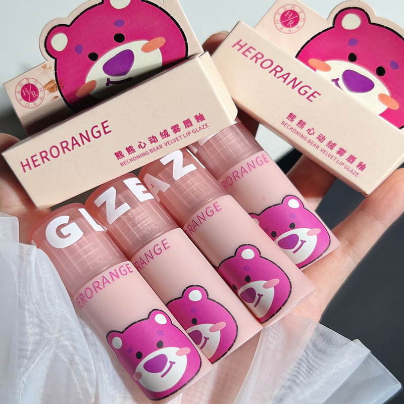 Son Kem Herorange Gấu Dâu Cute Mềm Môi