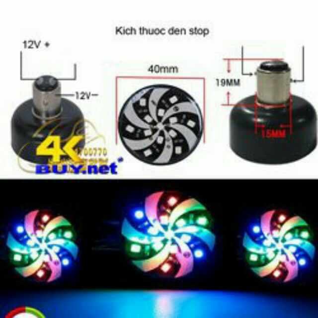 [Nhập AU12K giảm 12K đơn từ 99K] _ĐÈN STOP XOAY 7 MÀU XE MÁY