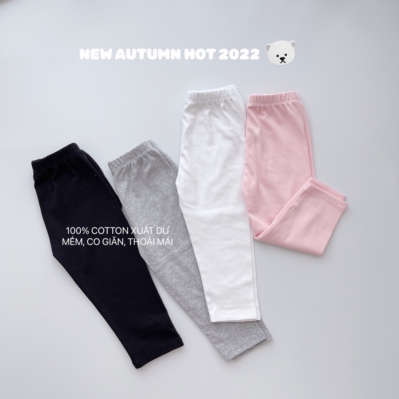 SET 4 QUẦN LEGGING DÀI CHO BÉ (4 màu đen, ghi, hồng, trắng)