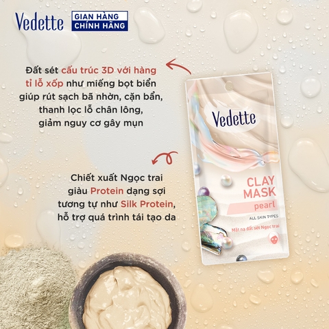 Mặt nạ đất sét Vedette Ngọc Trai 12g