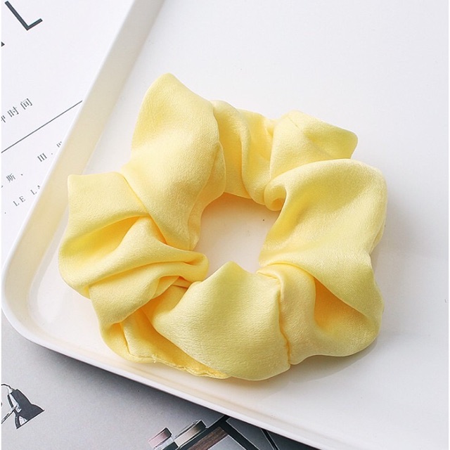 Dây buộc tóc Scrunchie vải lụa bóng nhiều màu mới