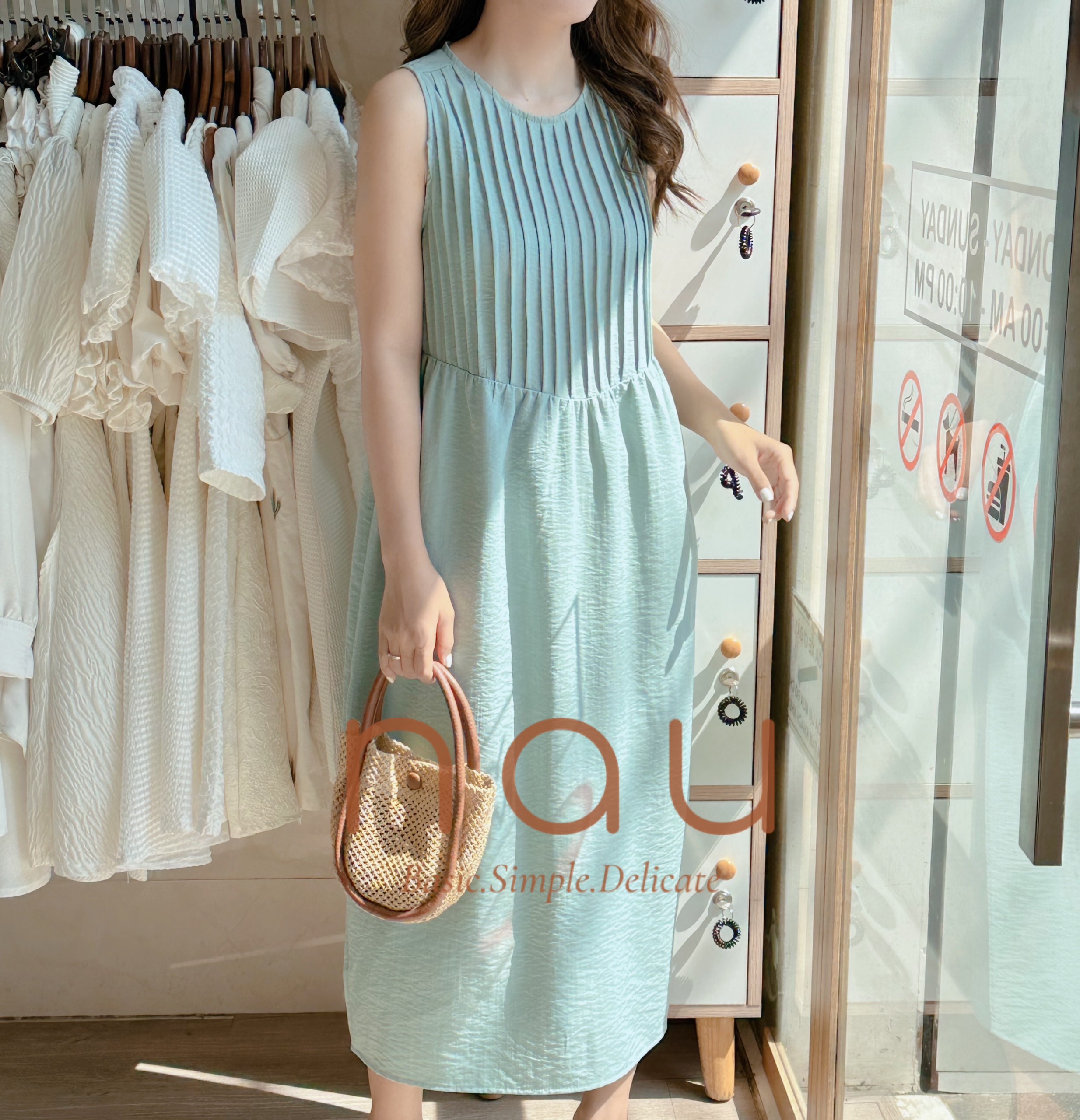 Đầm suông phối xếp li 6 màu