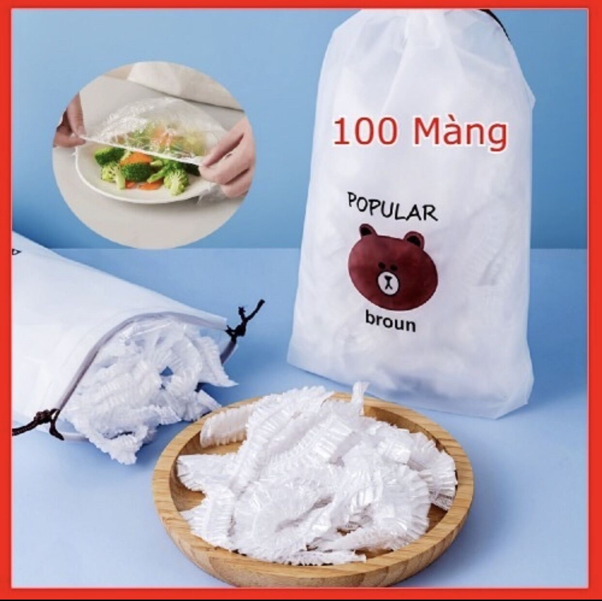 Sét 100 màng bọc thực phẩm có chun co giãn