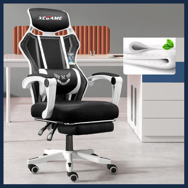 Ghế game, ghế gaming ngả lưng duỗi chân xoay 360 độ, ghế văn phòng kèm gối massager mới 100% ( Có Kèm Ảnh Thật ) giá rẻ