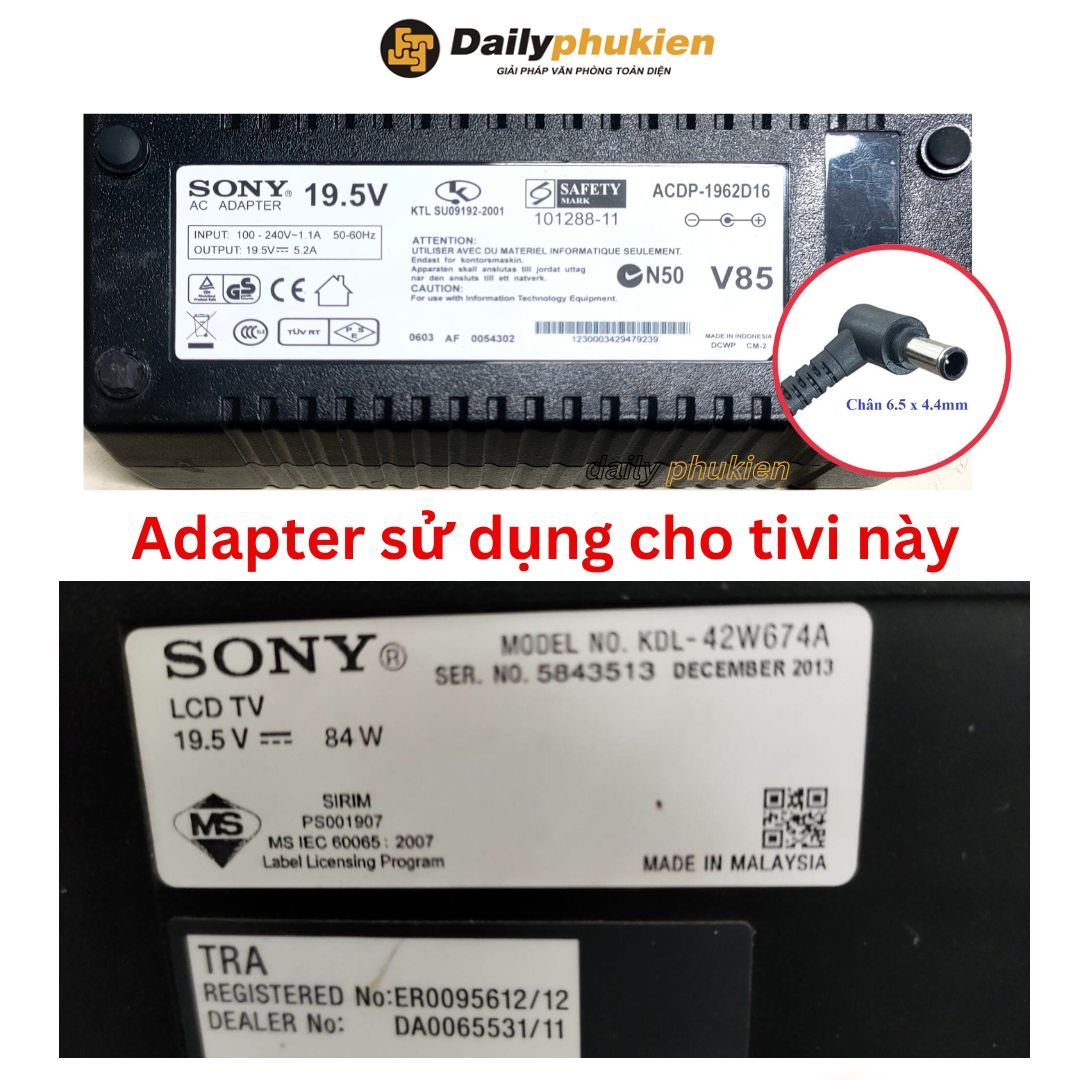 Cục nguồn cho tivi sony kdl-48r550c 19.5v