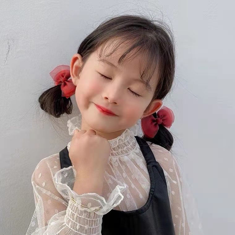 Set 2 cái kẹp/ cột tóc cho Bé ( Hình thật, kẹp lụa sating cao cấp)