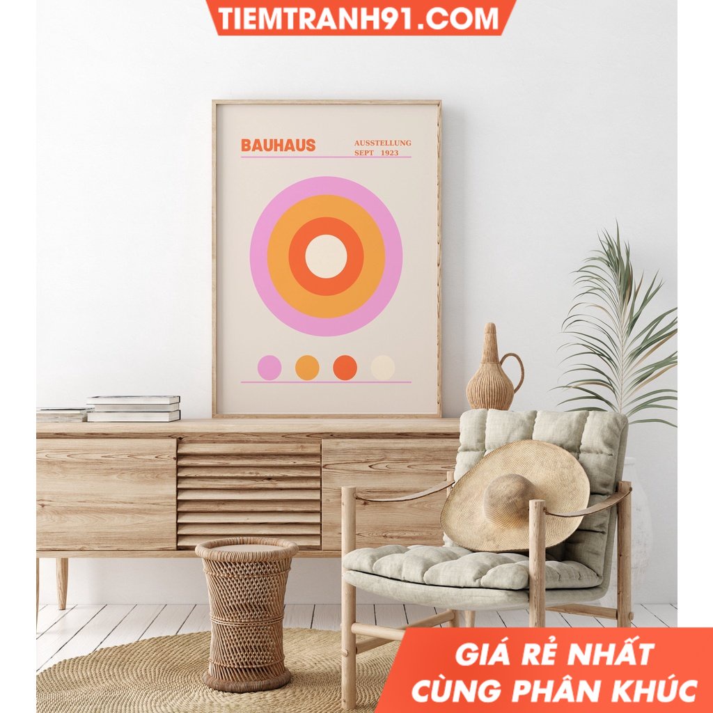 Tranh treo tường Bauhaus Exhibition Poster, Bauhaus,Circular Geometric Shape,Bauhaus Wall Art, Exhibition Wall Art