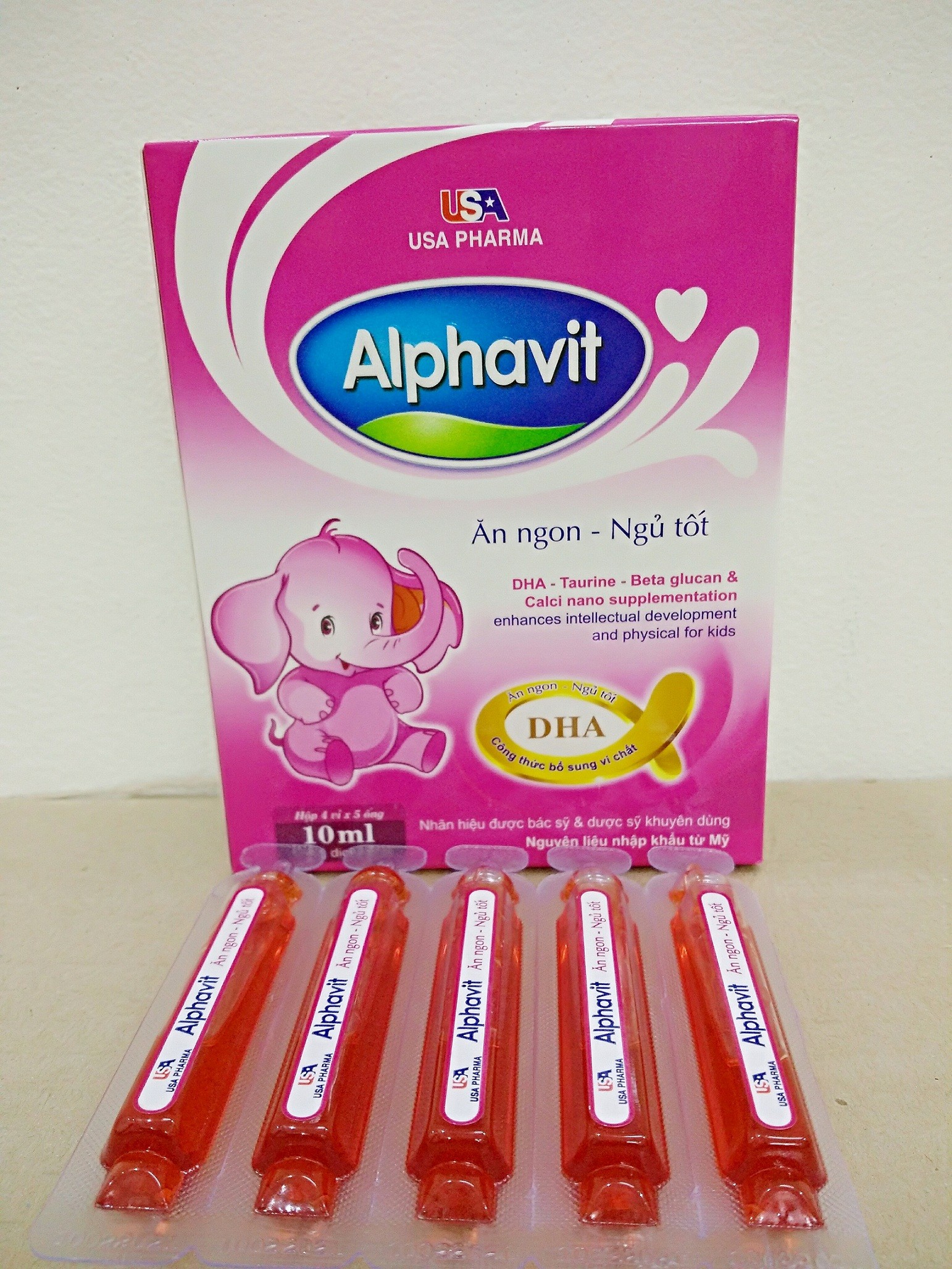 Dung dịch uống Alphavit USA Pharma hỗ trợ ăn ngon ngủ tốt (20 ống x 10ml)