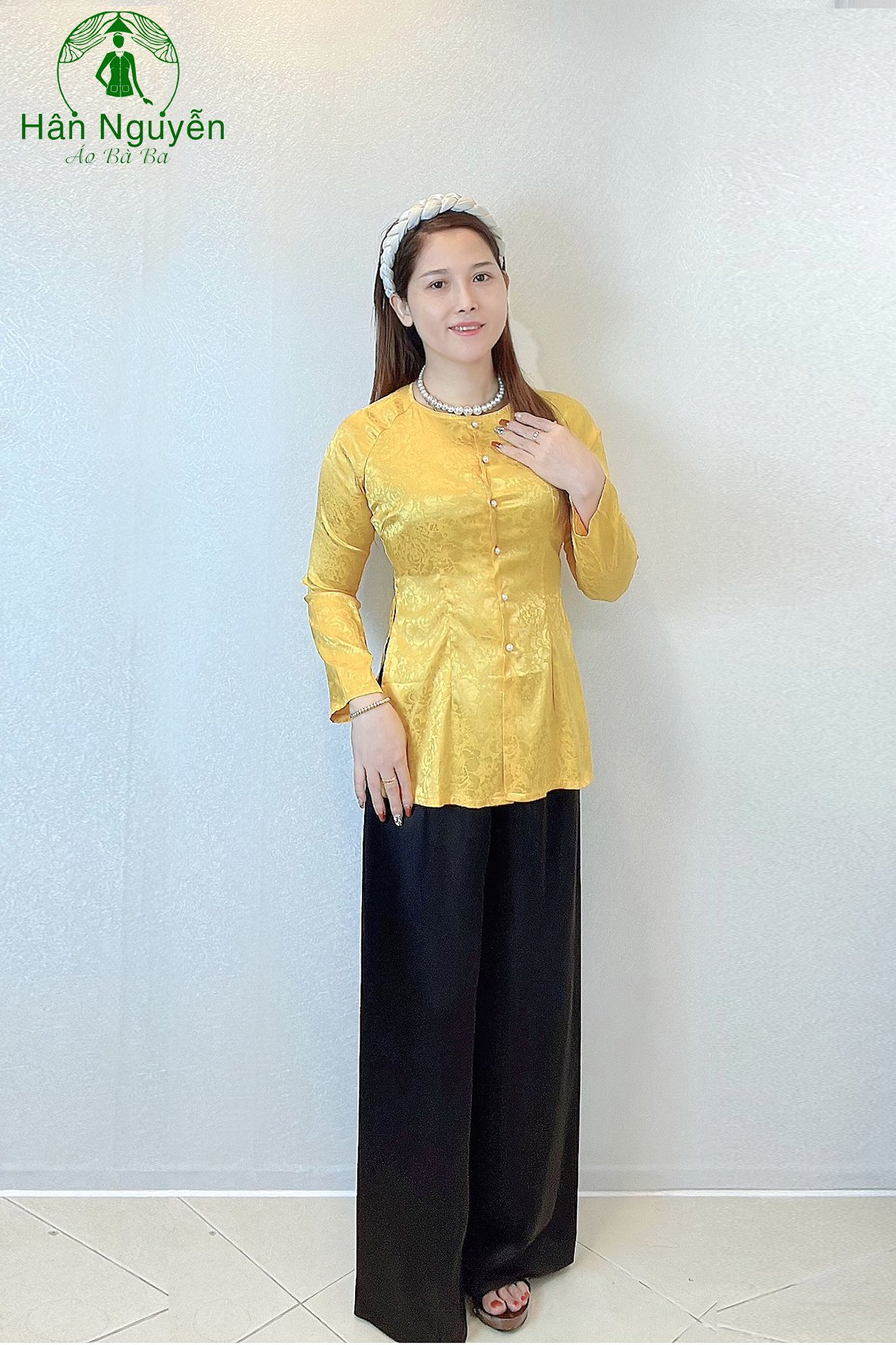 Áo Lẻ Bà Ba Gấm Hoa