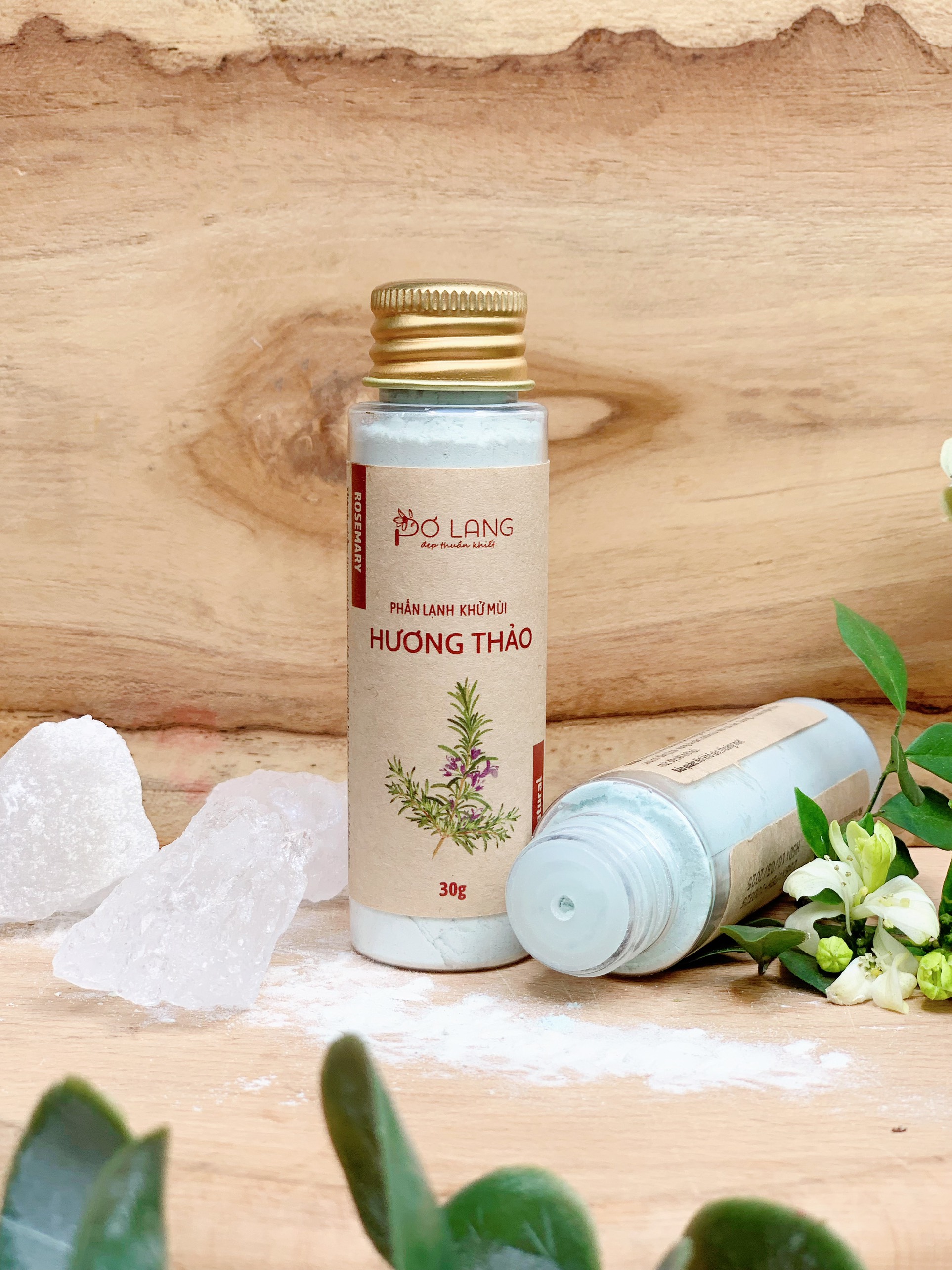 Phấn lạnh hương thảo bột khử mùi cơ thể Pơ Lang lọ 30gam (Khử mùi 24 giờ, không vàng áo)