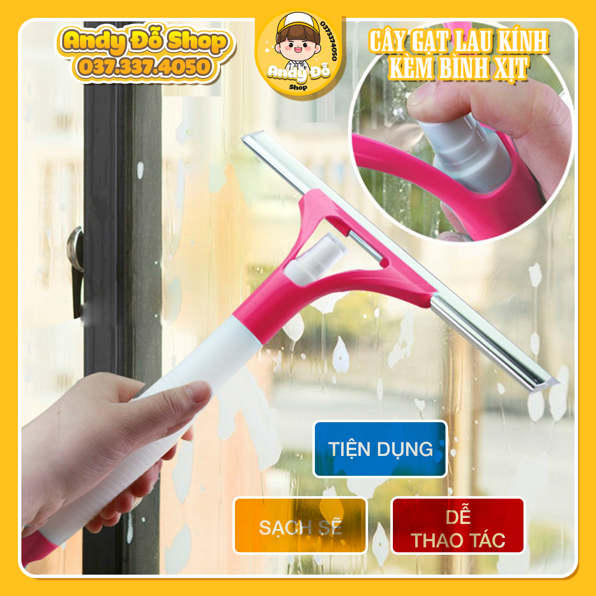 Cây gạt rữa kính có bình xịt kèm theo.