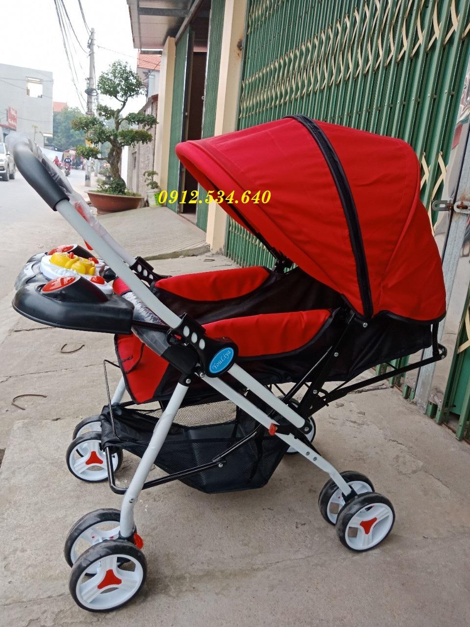 XE ĐẨY 2 CHIỀU 3 TƯ THẾ CAO CẤP CÓ NHẠC MÀU ĐỎ