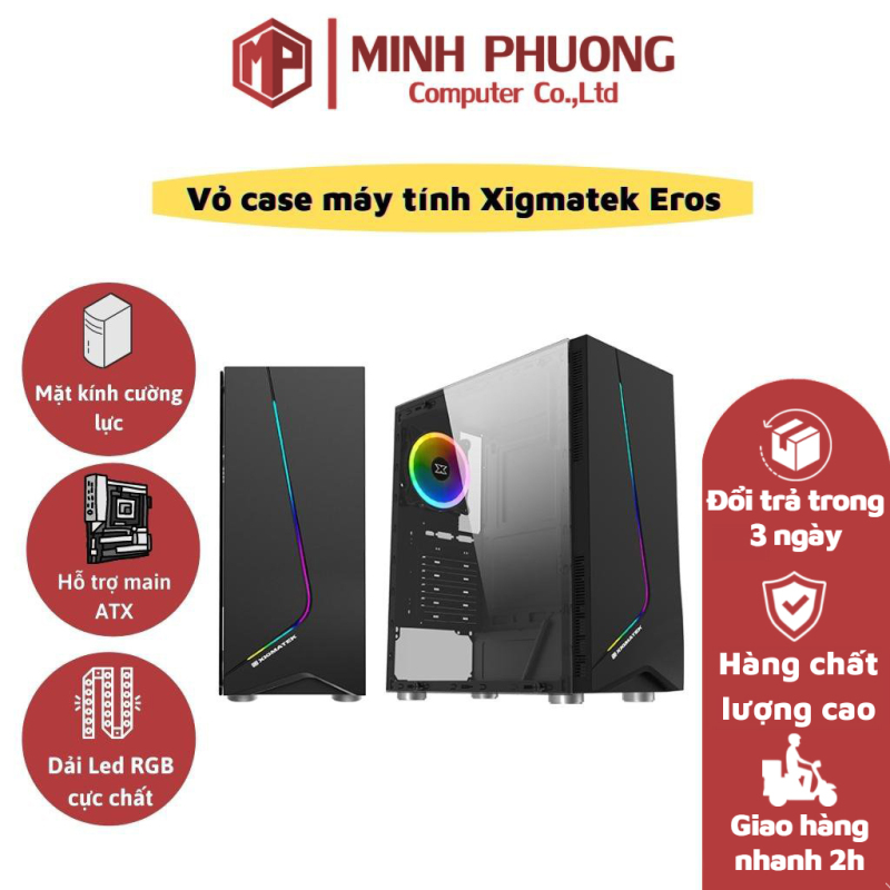 Bảng giá Vỏ case máy tính Pc Xigmatek Eros hỗ trợ main ATX - Hàng Chính Hãng Phong Vũ