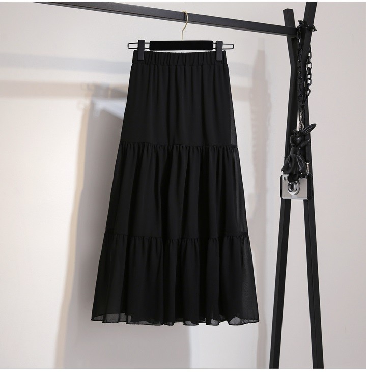 33988B52 - Chân váy xòe đen 2 lớp lưới chấm cắt xéo (limitted). Thời trang  nữ Toson