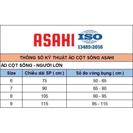 ÁO CỘT SỐNG ASAHI HỖ TRỢ CỐ ĐỊNH CỘT SỐNG