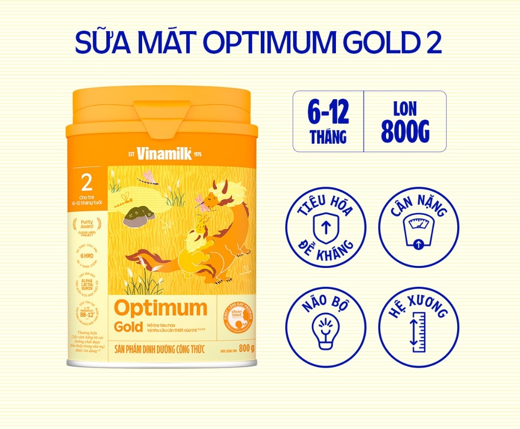 Sữa bột Vinamilk Optimum Gold 2 lon 800g