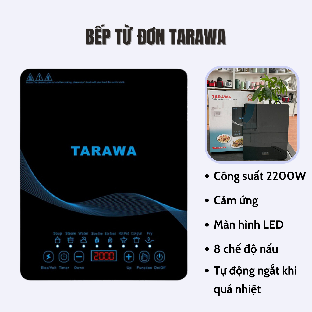 Bếp từ đơn mặt kính cường lực siêu bền công suất 200w tặng